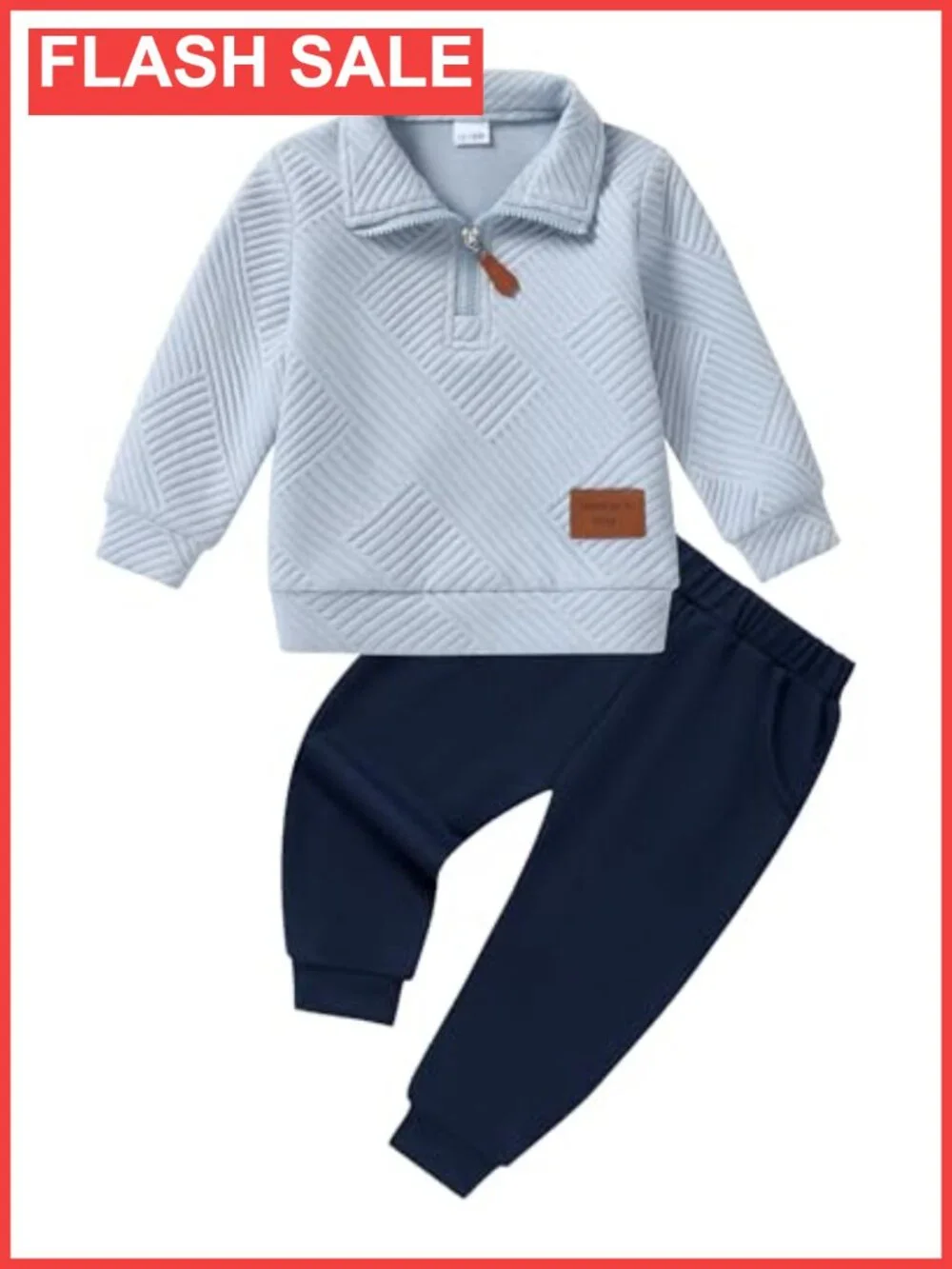 Toddler Boy 2-Piece Sweatsuit Set Zip Collar Top & Pants Fall Winter